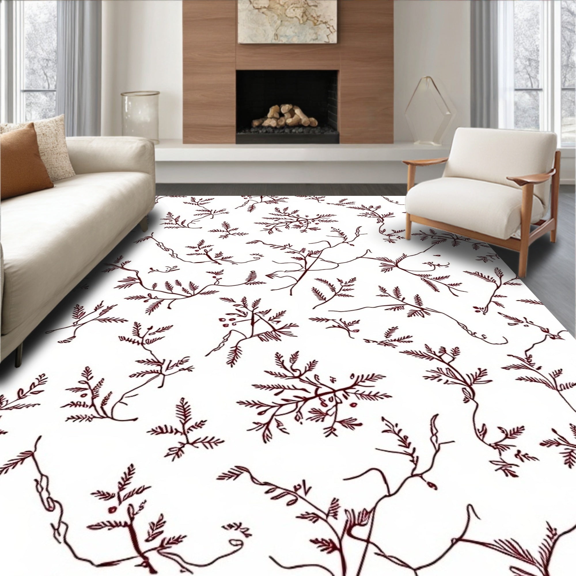 Viney Botanical Sketch Pattern Rug