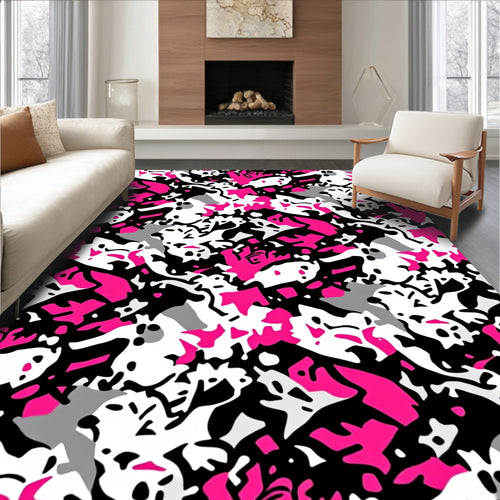 Abstract Graffiti Pink And Black Rug