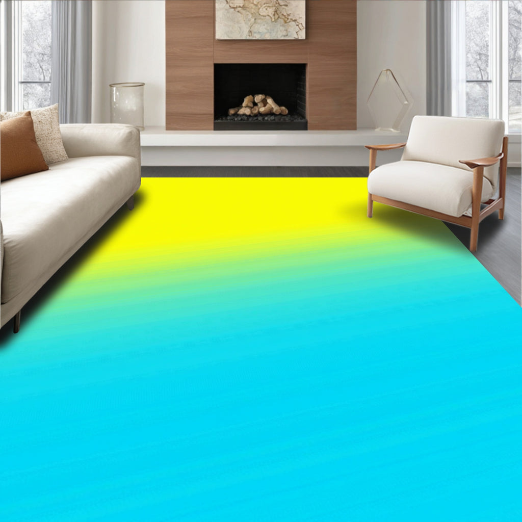Gradient Yellow Blue Abstract Lines Rug
