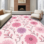 Delicate Pink Floral Sprig Pattern Rug