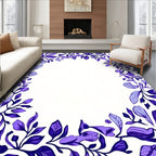 Delicate Purple Leaf Border Design Rug