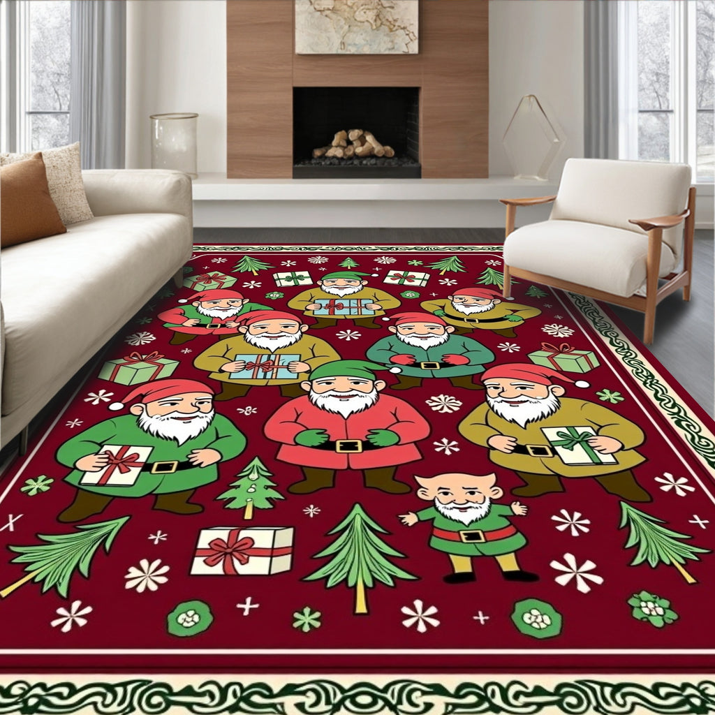 Festive Gnome Gift Patterned Rug