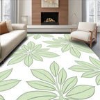 Delicate Green Leaf Pattern Rug