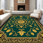 Emerald Golden Leaf Medallion Rug