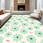 Whimsical Mint Flower Pattern Rug