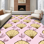 Fan Leaf Pattern Pink Rug