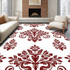 Ornate Floral Leaf Scroll Pattern Rug
