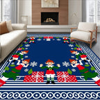 Christmas Elves Presents Snowflake Border Design Rug