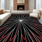 Black Red White Radial Design Rug