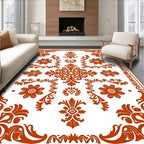 Ornate Floral Scrollwork In Red Rug