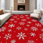 Winter Snowflake Pattern Red Rug
