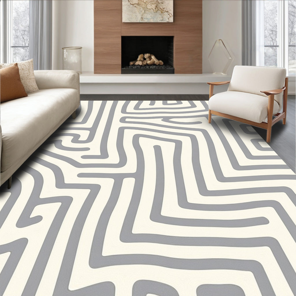 Abstract Maze Pattern Design Rug