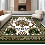 Ornate Emerald Gold Celtic Pattern Rug