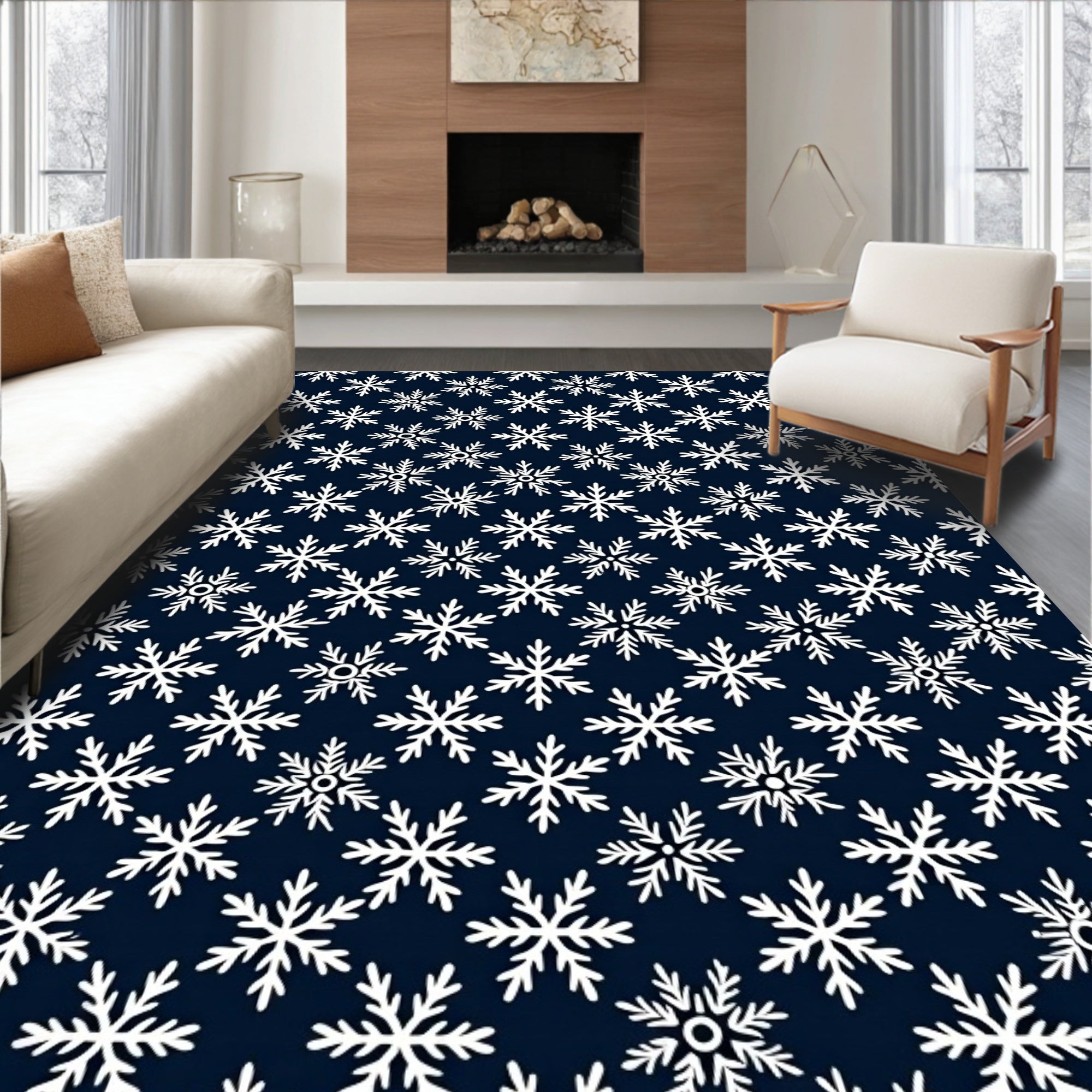 Winter Snowflake Pattern Rug