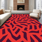 Modern Red Broken Line Pattern Rug