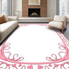 Romantic Pink Heart Swirl Border Rug