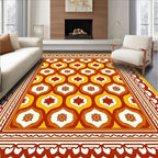 Retro Floral Geometric Pattern Rug