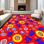 Abstract Bold Shapes Red Background Rug