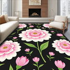 Pink Peony Floral Pattern Rug