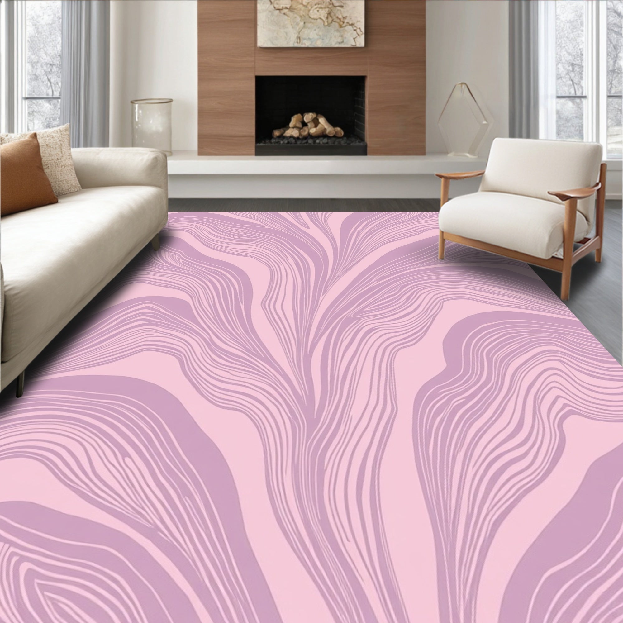 Pastel Waved Organic Lines Rug