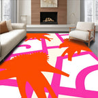 Bold Orange Star Abstract Design Rug