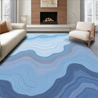Wavy Blue And White Lines Pattern Rug