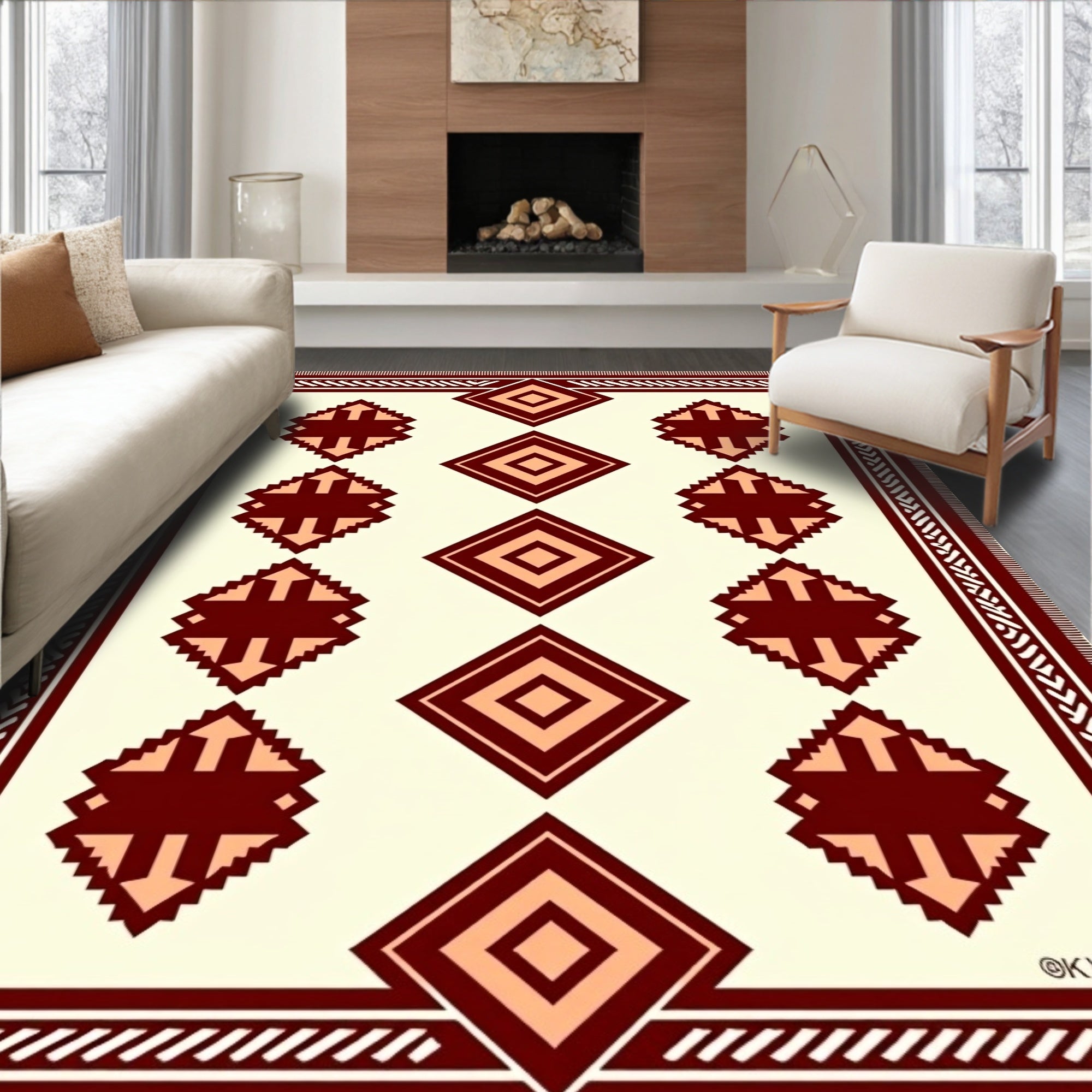 Geometric Diamond Stripe Pattern Rug