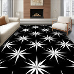 Sharp Starburst Black White Pattern Rug