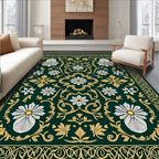 Ornate Floral Border With Daisies Rug