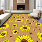 Yellow Sunflowers Pattern with Brown Accents Rug