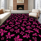 Hot Pink Blossom Leaf Collage Rug