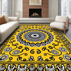 Sunny Yellow Exotic Floral Mandala Rug