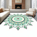 Radiant Mint And Yellow Mandala Design Rug
