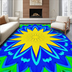 Vibrant Geometric Starburst Mandala Rug