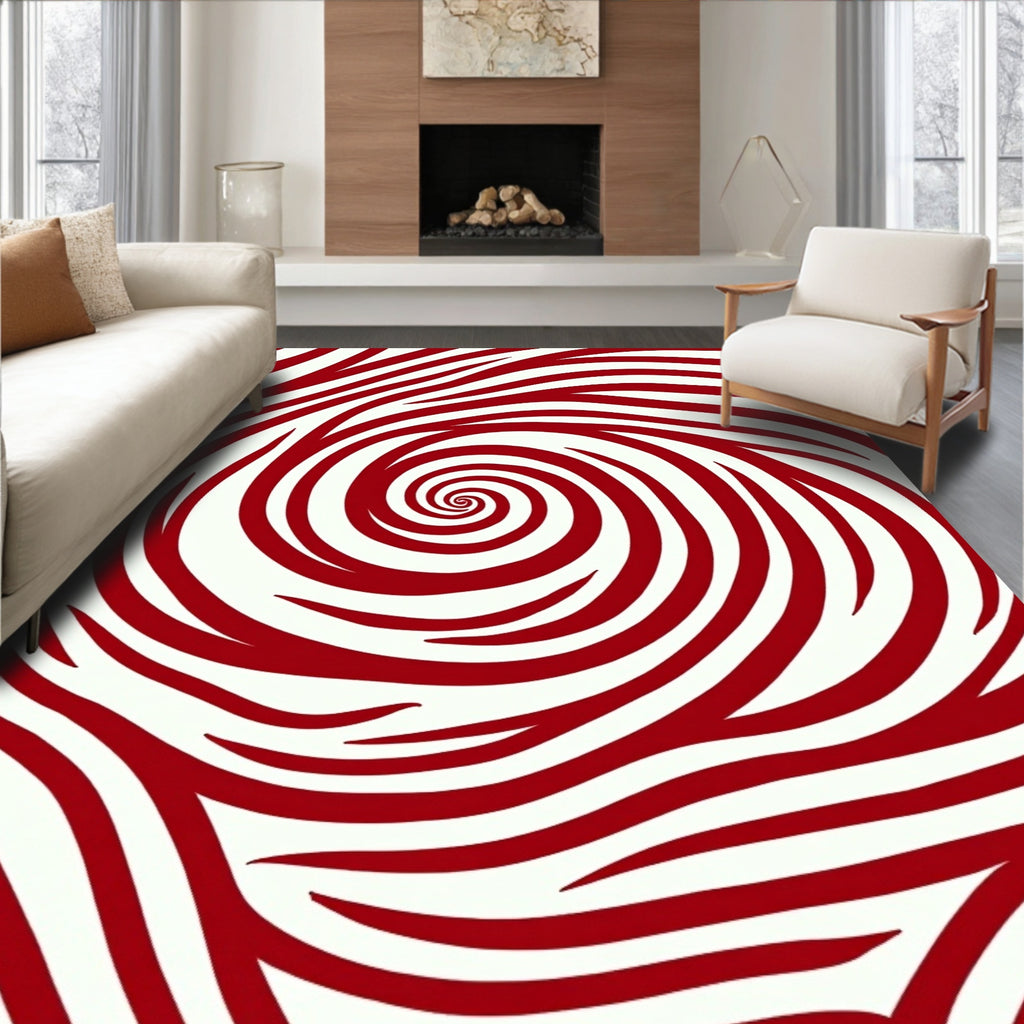 Red Swirling Abstract Pattern Rug
