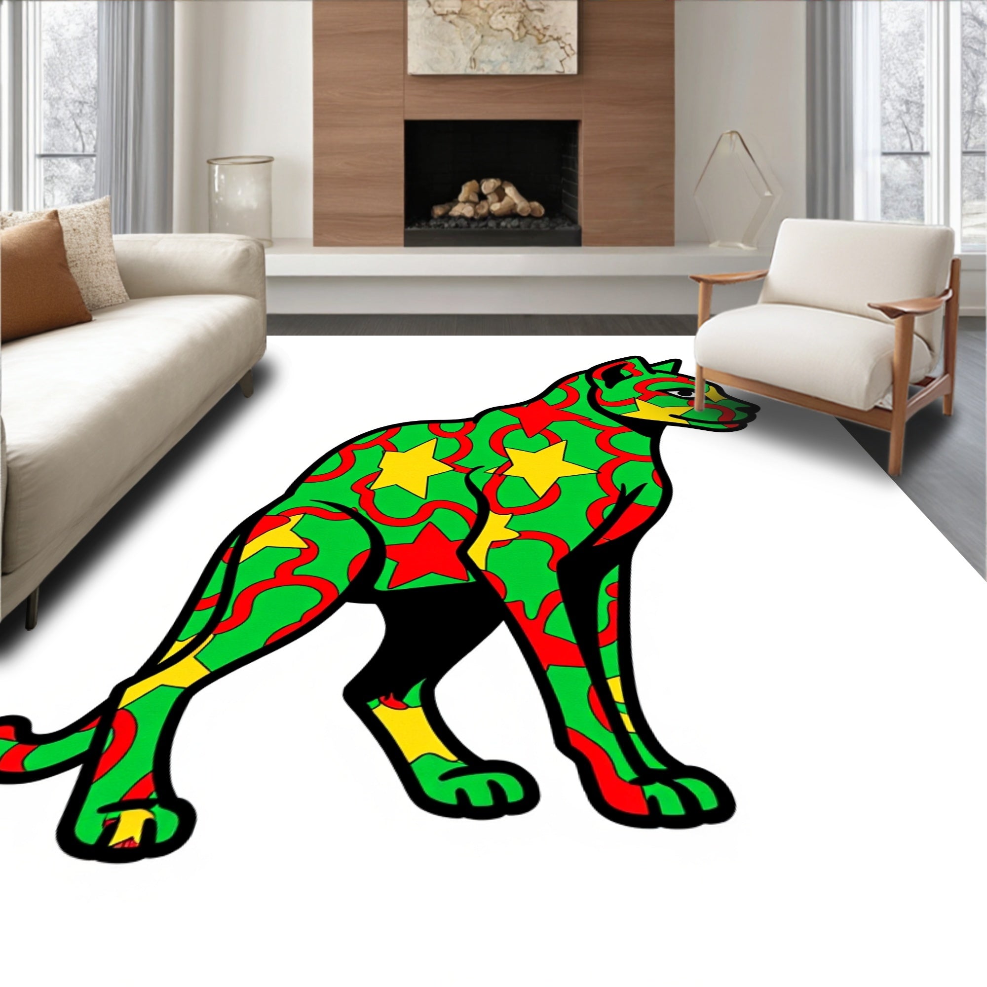 Kitten With 3 Colors Pattern Rug