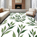 Green Leaf Botanical Pattern Design Rug