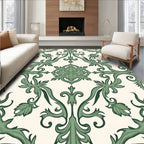 Green Traditional Floral Scroll Rug