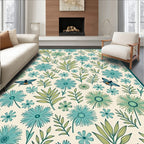 Botanical Daisy Butterfly Pattern Rug