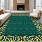 Art Nouveau Scrollwork Green Floral Rug