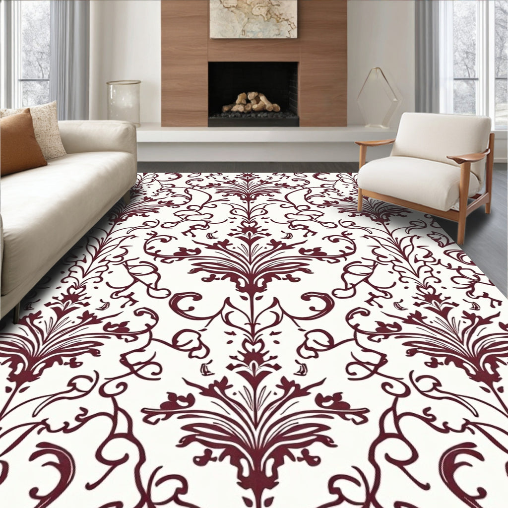 Classic Damask Swirl Pattern Rug
