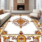 Ornate Floral Scrollwork Tile Design Rug