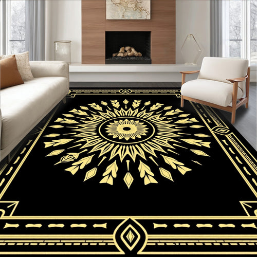 Art Deco Sunburst Geometric Motif Rug