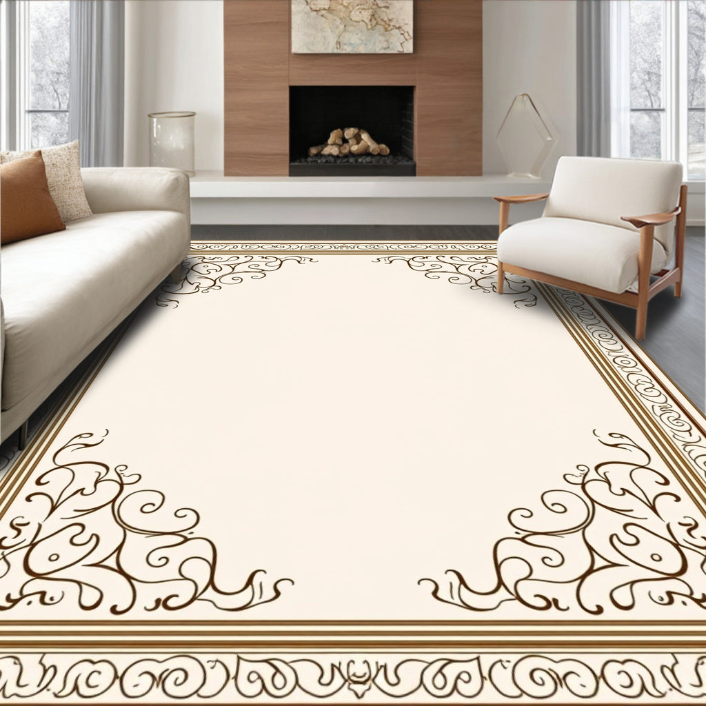 Ornate Scrollwork Floral Pattern Rug