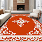 Symmetrical Floral Border Pattern Rug