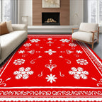Classic Red White Folk Pattern Rug