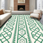 Ethnic Vertical Pattern Green Rug