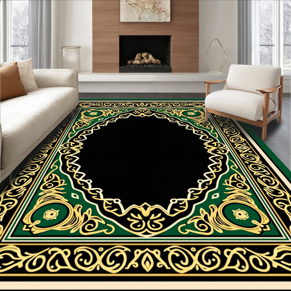 Emerald Gold Ornate Classic Frame Rug