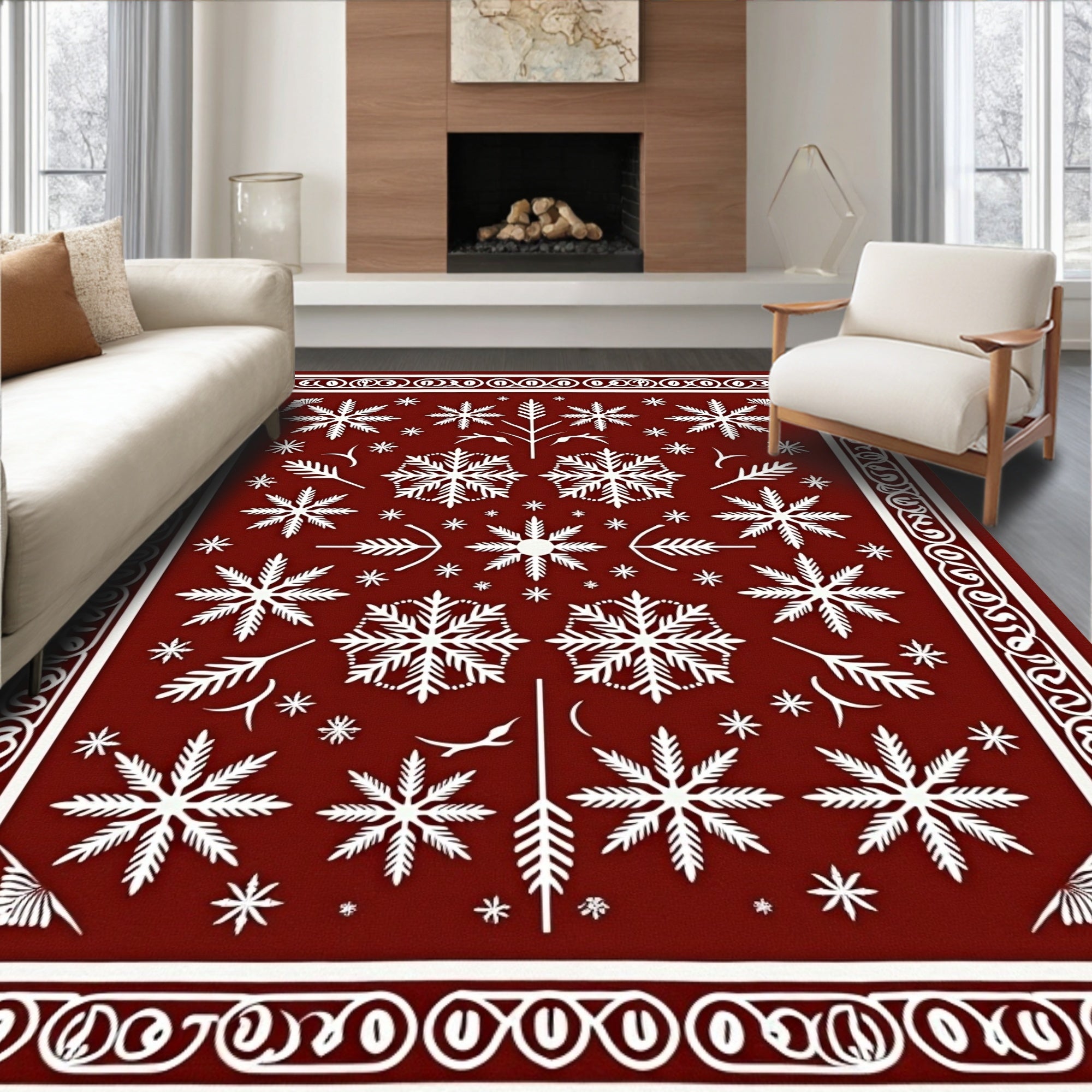 Winter Snowflake Pattern Rug