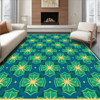Teal Geometric Floral Pattern Rug